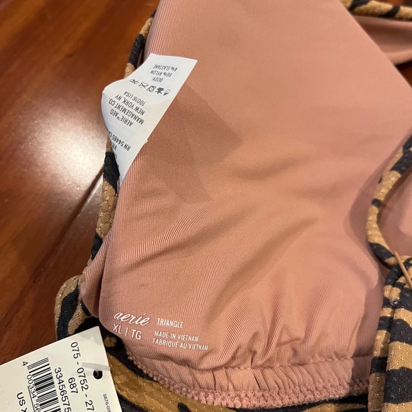 Aerie Tiger Bikini Swim Top Animal Print Triangle Tan Brown Textured New Size XL - Picture 4 of 4